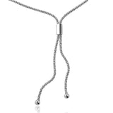 Sterling Silver Rhodium Plated Lariat Bar Italian .925 Necklace