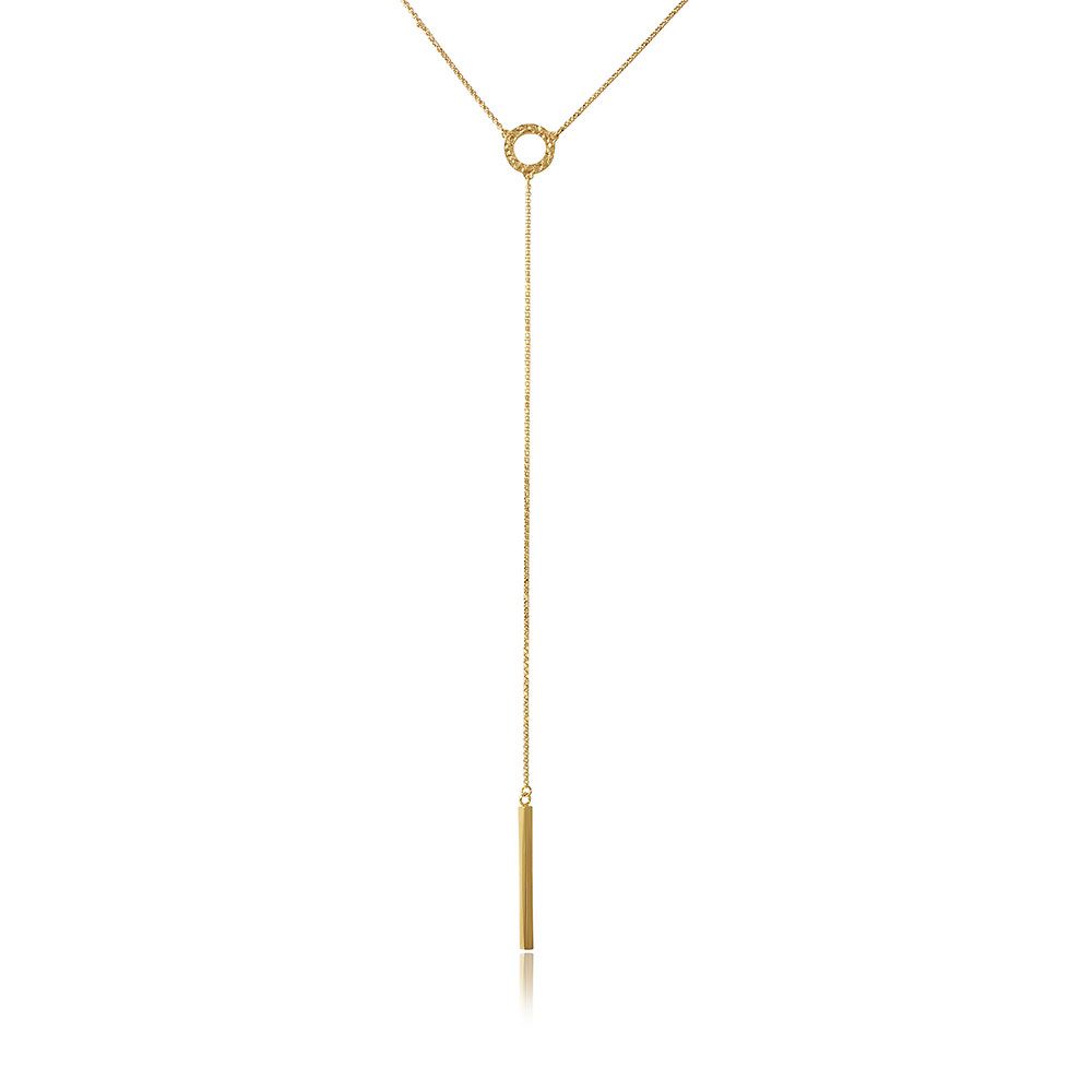 Gold Plated Sterling Silver Lariat Necklace with Adjustable Length of 20-22 inches