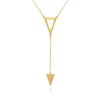 Sterling Silver Gold Plated Necklace With Two Triangle Drop
