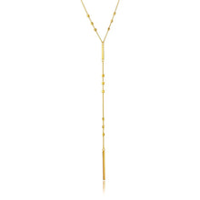 Load image into Gallery viewer, Sterling Silver Elegant Gold Plated Beaded Necklace with Vertical TagAnd Adjustable Length of 22-23 inches