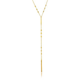 Sterling Silver Elegant Gold Plated Beaded Necklace with Vertical TagAnd Adjustable Length of 22-23 inches