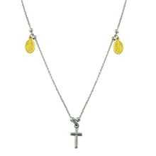 Load image into Gallery viewer, Sterling Silver Two Toned Cross and Charms Necklace