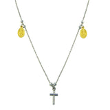 Sterling Silver Two Toned Cross and Charms Necklace