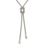 Sterling Silver Rhodium Plated Dangling Knot Necklace