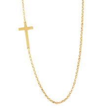 Load image into Gallery viewer, Sterling Silver Gold Plated Rolo Necklace With Cross