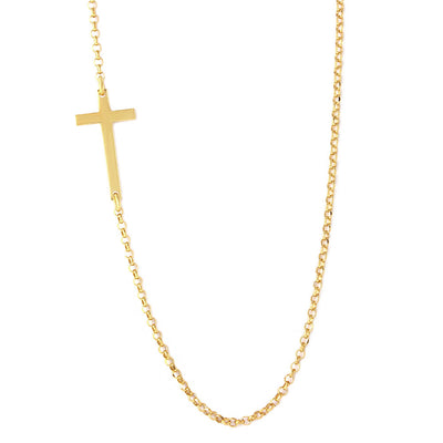 Sterling Silver Gold Plated Rolo Necklace With Cross