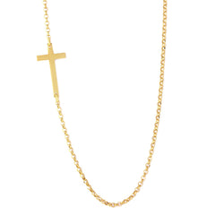 Sterling Silver Gold Plated Rolo Necklace With Cross