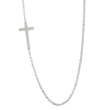 Load image into Gallery viewer, Sterling Silver High Polished Rolo Necklace With Cross