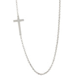 Sterling Silver High Polished Rolo Necklace With Cross