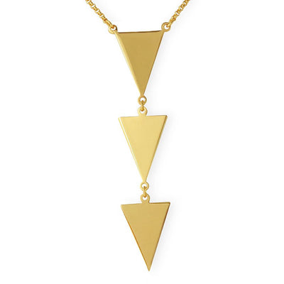 Sterling Silver Gold Plated 3 Triangle Drop Necklace