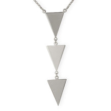 Load image into Gallery viewer, Sterling Silver Rhodium Plated 3 Triangle Drop Necklace