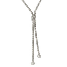 Load image into Gallery viewer, Sterling Silver Rhodium Plated Drop Necklace With Double Sash Necklace