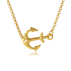 Sterling Silver Gold Plated Anchor Necklace