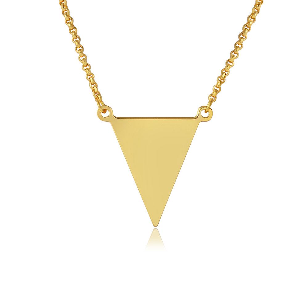 Sterling Silver Gold Plated Triangle Charm Necklace���������