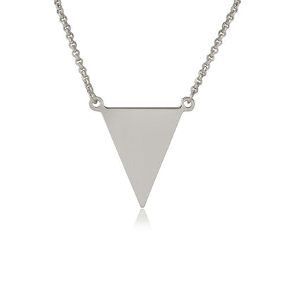 Sterling Silver Rhodium Plated Triangle Charm Necklace