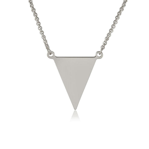 Sterling Silver Rhodium Plated Triangle Charm Necklace