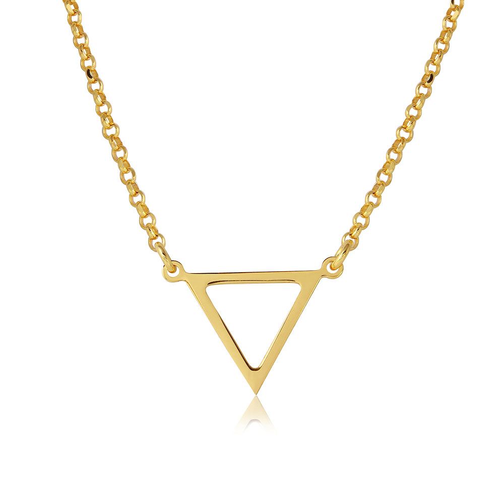 Sterling Silver Gold Plated Open Triangle Charm Necklace