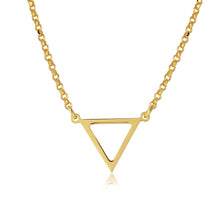 Load image into Gallery viewer, Sterling Silver Gold Plated Open Triangle Charm Necklace
