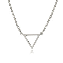 Load image into Gallery viewer, Sterling Silver Rhodium Plated Open Triangle Charm Necklace���������