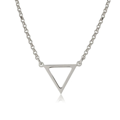Sterling Silver Rhodium Plated Open Triangle Charm Necklace