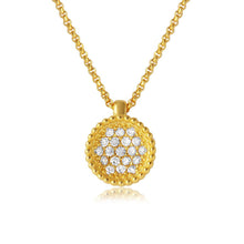 Load image into Gallery viewer, Sterling Silver Gold Plated CZ Encrusted Round Bowl Pendant with .925 Chain