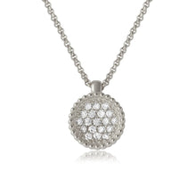 Load image into Gallery viewer, Sterling Silver Rhodium Plated CZ Encrusted Round Bowl Pendant with .925 Chain