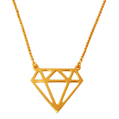 Sterling Silver RoseGold Plated Diamond Outline Necklace