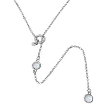 Load image into Gallery viewer, Sterling Silver Rhodium Plated Dropped Clear Round CZ Necklace with Adjustable Ring