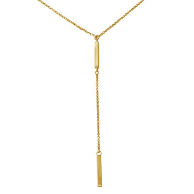 Sterling Silver Gold Plated Bar Necklace with Dropped Bar Pendant