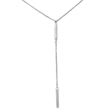 Load image into Gallery viewer, Sterling Silver Rhodium Plated Bar Necklace with Dropped Bar Pendant Necklace