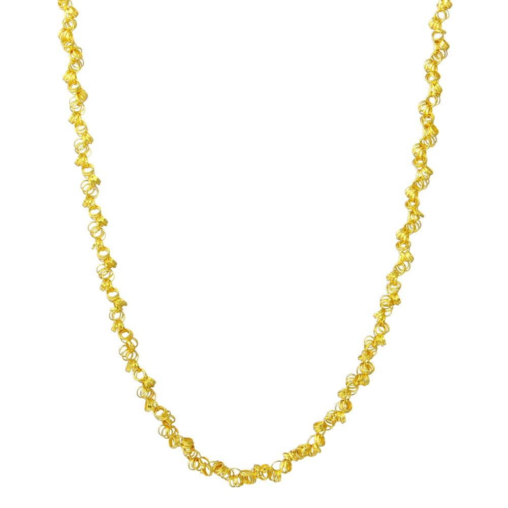 Sterling Silver Gold Plated Rolo Chain with Attached Rolo Spirals Necklace
