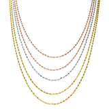 Sterling Silver Tri-Color Plated 5 Strand Bead Necklace