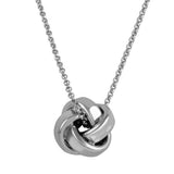 Sterling Silver Rhodium Plated Knot Pendant Necklace