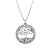 Sterling Silver Rhodium Plated Tree Of Life Pendant Necklace