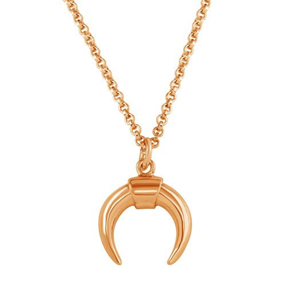 Sterling Silver Rose Gold Plated Crescent Necklace