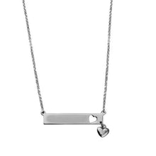 Load image into Gallery viewer, Sterling Silver Rhodium Plated Bar Pendant Necklace With Heart Charm