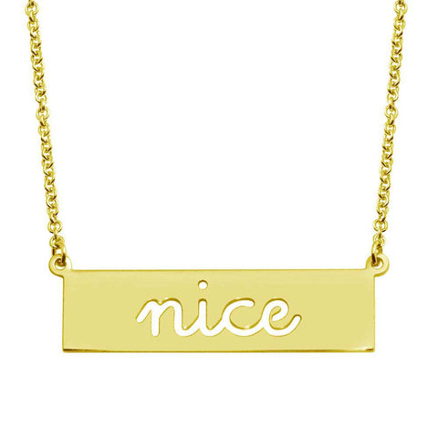 Sterling Silver Black Gold Plated Nice Engraved Bar Pendant Necklace