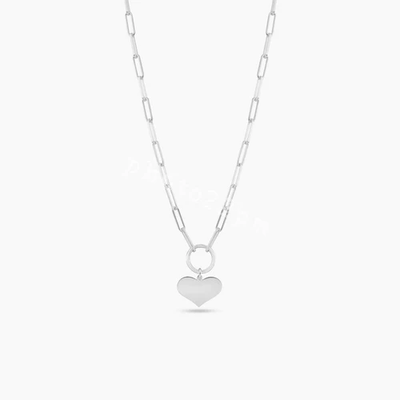 Sterling Silver Basic Link Chain Heart Necklace