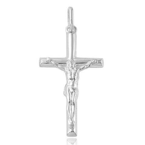 Sterling Silver Rhodium Plated Crucifix Pendant