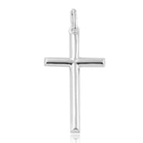 Sterling Silver Rhodium Plated Plain Cross Pendant