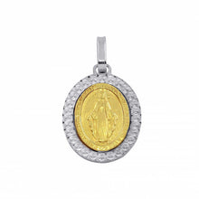 Load image into Gallery viewer, Sterling Silver Gold And Rhodium Plated Virgin Mary Medallion Pendant