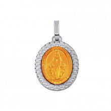 Load image into Gallery viewer, Sterling Silver Rose Gold And Rhodium Plated Virgin Mary Medallion Pendant