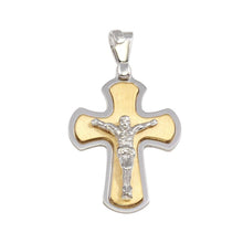Load image into Gallery viewer, Sterling Silver Two-Tone Small Crucifix Pendant