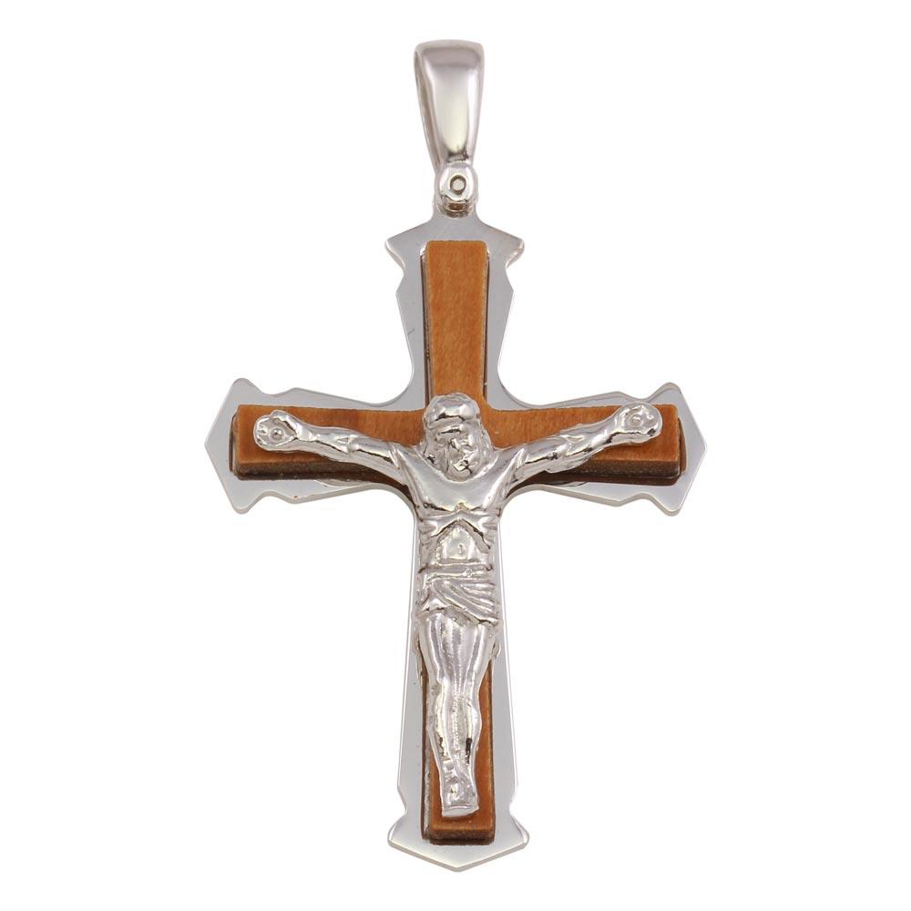 Sterling Silver Two Toned Medium Crucifix Pendant