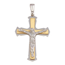 Load image into Gallery viewer, Sterling Silver Two Toned Medium Crucifix Pendant