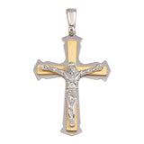 Sterling Silver Two Toned Medium Crucifix Pendant