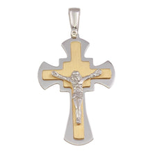Load image into Gallery viewer, Sterling Silver Two Toned Small Crucifix Pendant