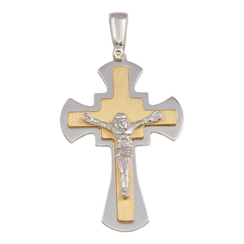 Sterling Silver Two Toned Small Crucifix Pendant