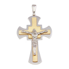 Load image into Gallery viewer, Sterling Silver Two Toned Large Crucifix Pendant