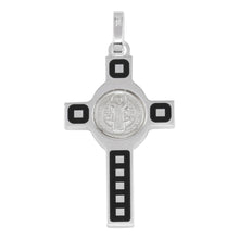 Load image into Gallery viewer, Sterling Silver Rhodium Plated Cross Pendant with Medallion Pendant